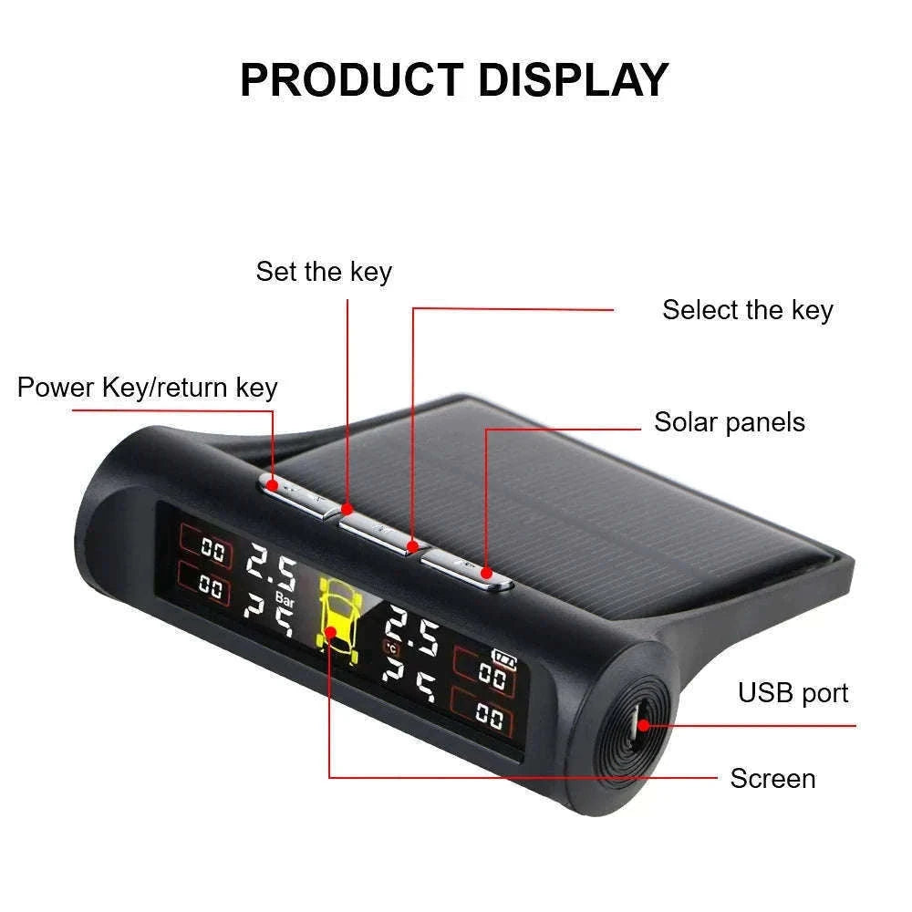 Solar TPMS Tire Pressure Monitoring System with External Sensors-G External