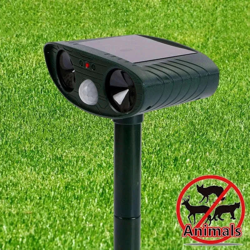 Solar Ultrasonic Animal Repellent for Garden Protection-Green