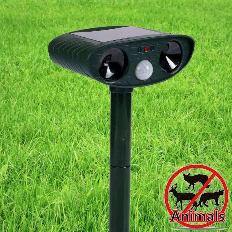 Solar Ultrasonic Animal Repellent for Garden Protection-Green