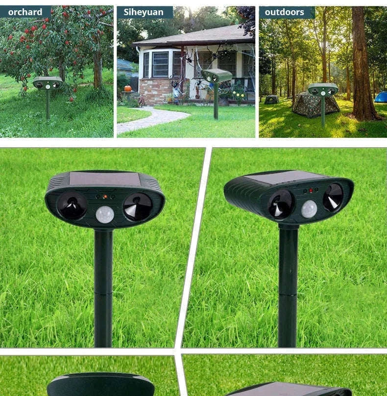 Solar Ultrasonic Animal Repellent for Garden Protection-Green