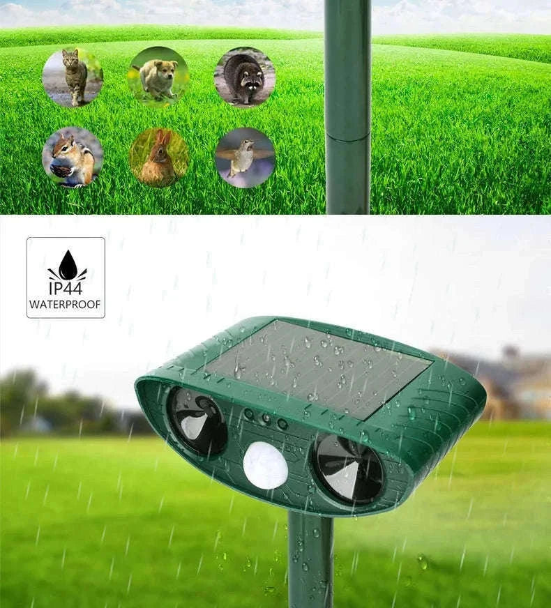 Solar Ultrasonic Animal Repellent for Garden Protection-Green