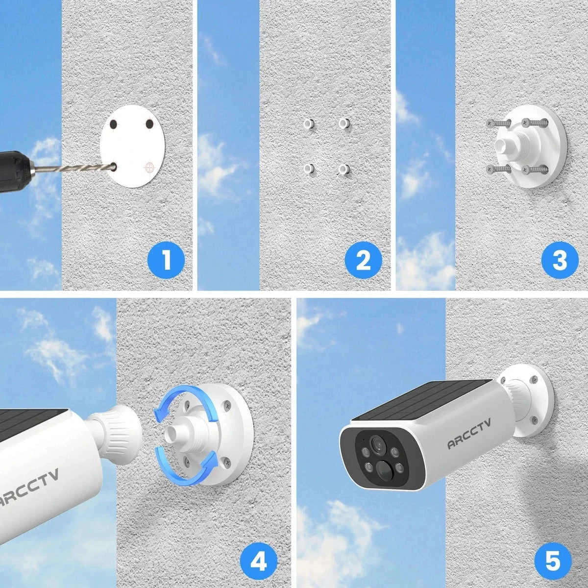 Solar WiFi Outdoor Security Camera 4MP with Full-Color Night Vision-1pc Solar Camera / france