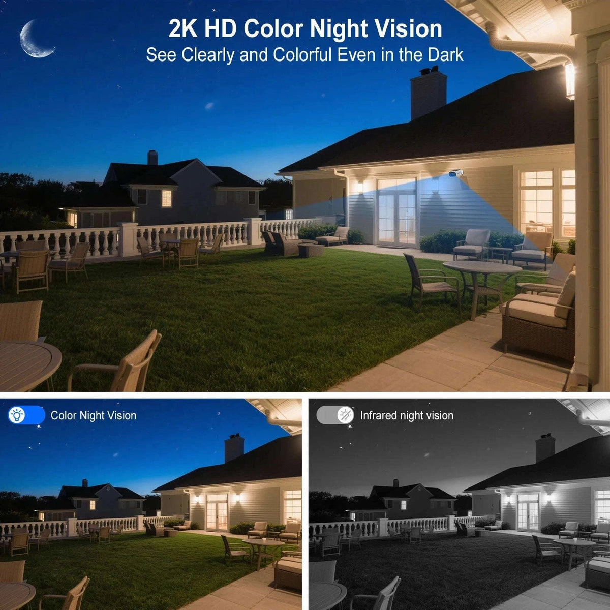 Solar WiFi Outdoor Security Camera 4MP with Full-Color Night Vision-1pc Solar Camera / france
