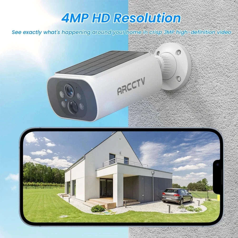 Solar WiFi Outdoor Security Camera 4MP with Full-Color Night Vision-1pc Solar Camera / france