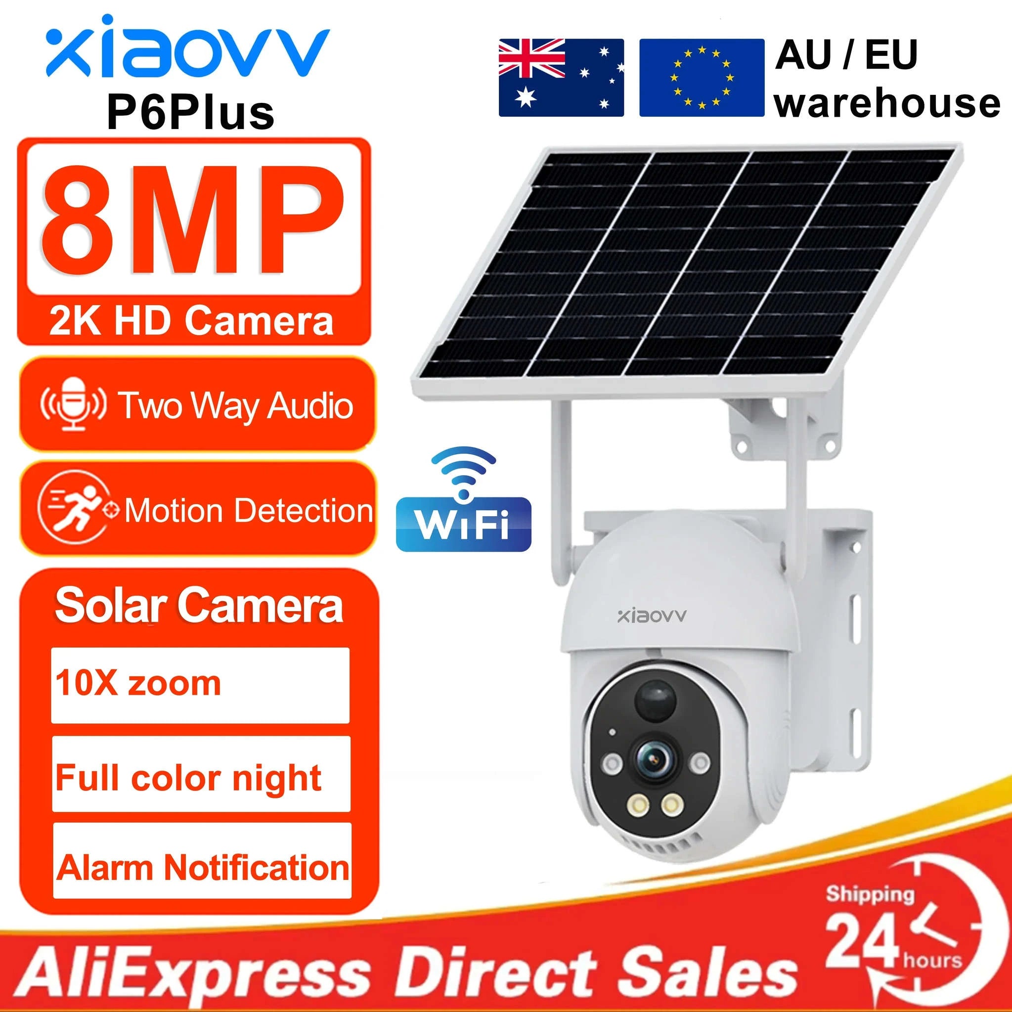 Solar WiFi PTZ Security Camera with 1080P HD and 10X Zoom-United States