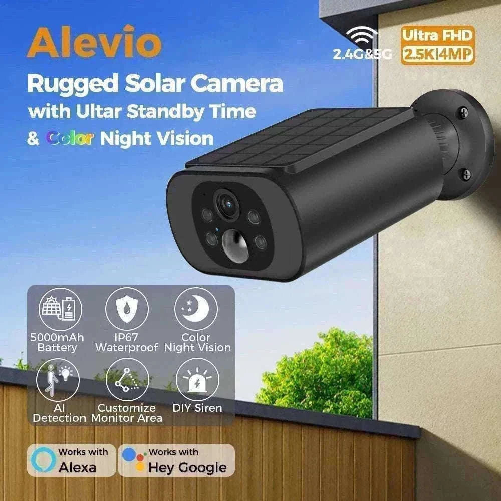 Solar WiFi Security Camera 2.5K AI Detection Night Vision IP67-Black / China Mainland
