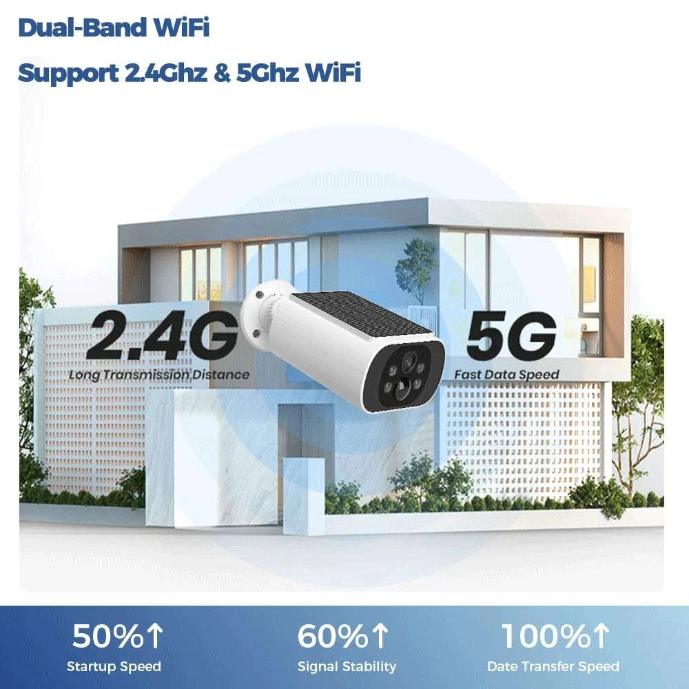 Solar WiFi Security Camera 2.5K AI Detection Night Vision IP67-Black / China Mainland