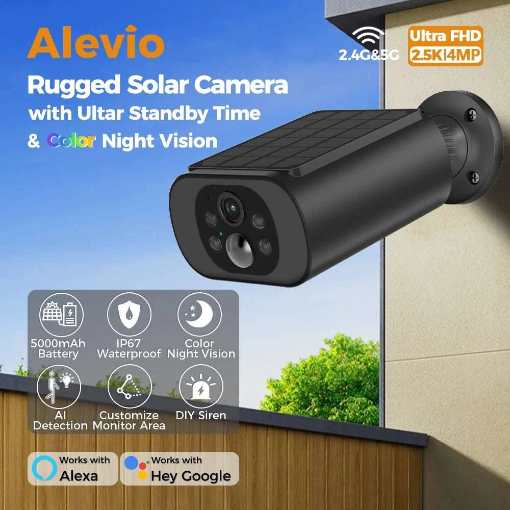 Solar WiFi Security Camera 2.5K AI Detection Night Vision IP67-Black / China Mainland
