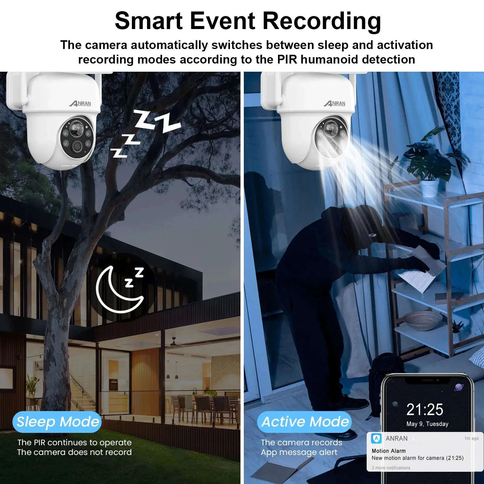 Solar WiFi Security Camera 3MP/5MP Outdoor PTZ Night Vision-1PC 3MP White Cam / france
