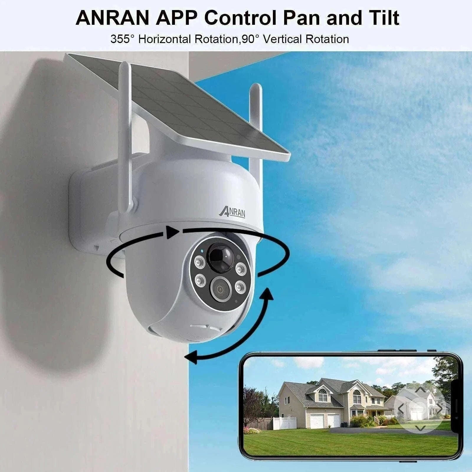 Solar WiFi Security Camera 3MP/5MP Outdoor PTZ Night Vision-1PC 3MP White Cam / UNITED KINGDOM