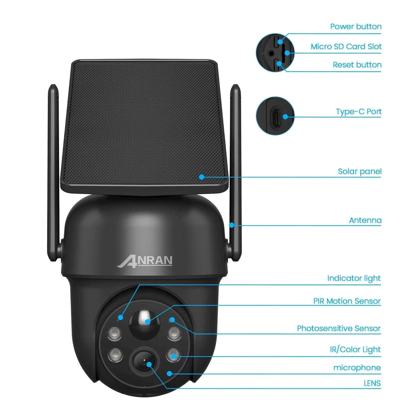 Solar WiFi Security Camera 3MP/5MP Outdoor PTZ Night Vision-1PC 3MP White Cam / UNITED KINGDOM