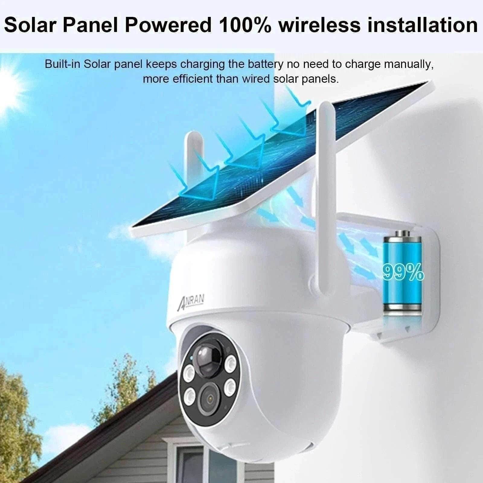 Solar WiFi Security Camera 3MP/5MP Outdoor PTZ Night Vision-1PC 3MP White Cam / UNITED KINGDOM