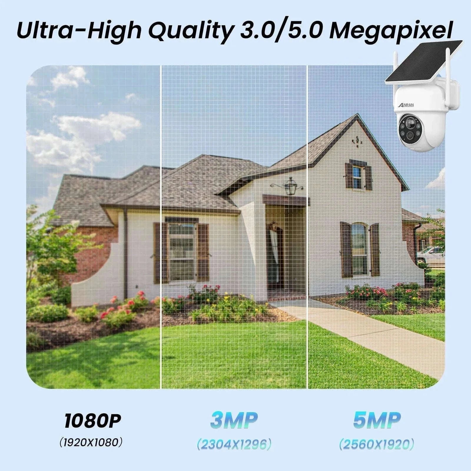 Solar WiFi Security Camera 3MP/5MP Outdoor PTZ Night Vision-1PC 3MP White Cam / UNITED KINGDOM