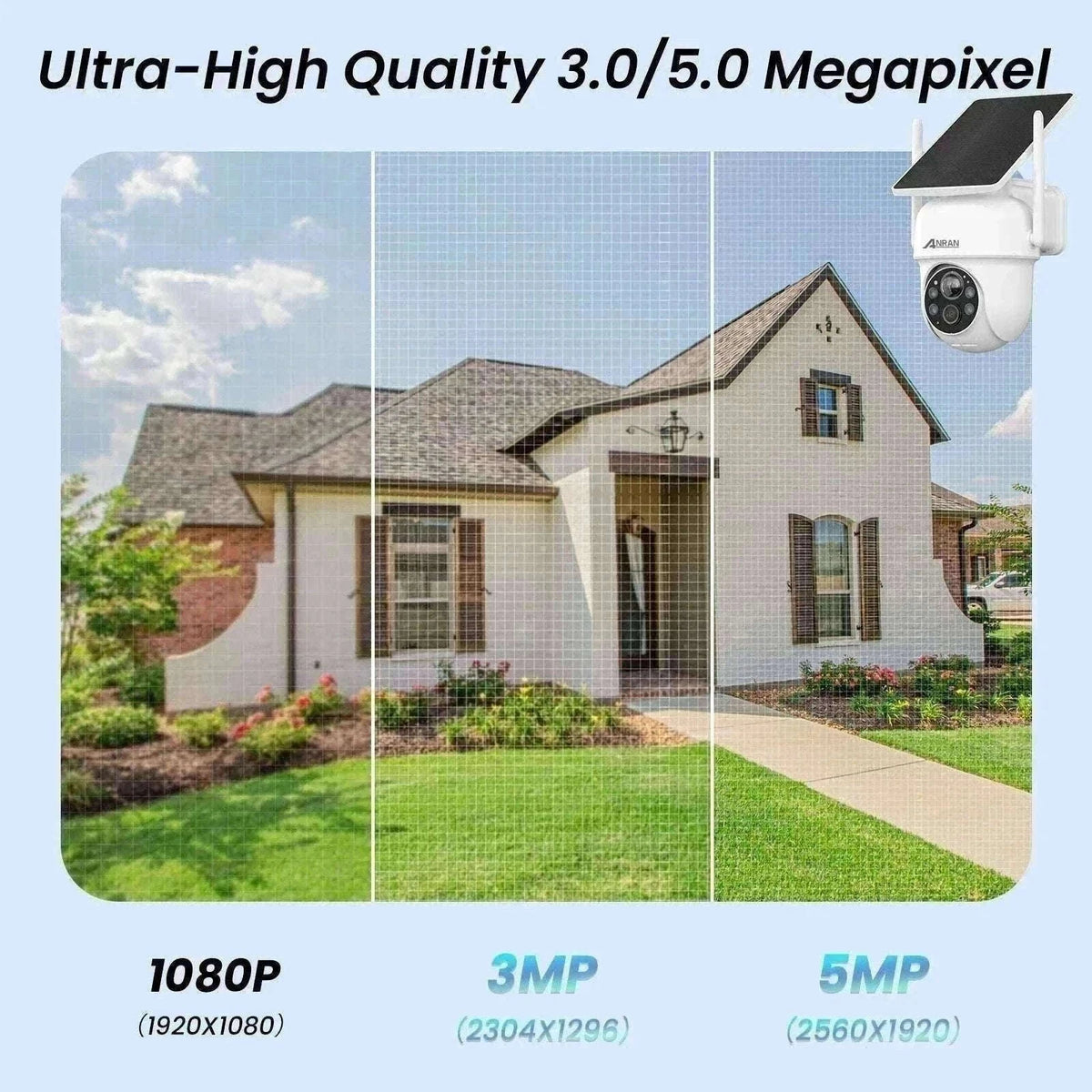 Solar WiFi Security Camera 3MP/5MP Outdoor PTZ Night Vision-1PC 3MP White Cam / UNITED KINGDOM
