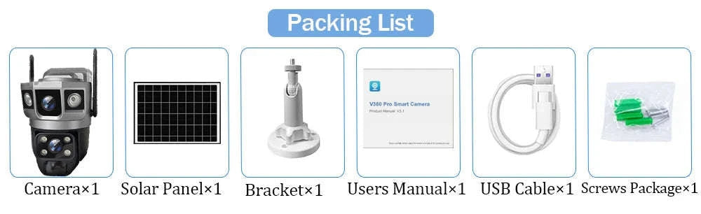 Solar WiFi Security Camera with Triple-Lens Protection-WiFi Cam Add 128G