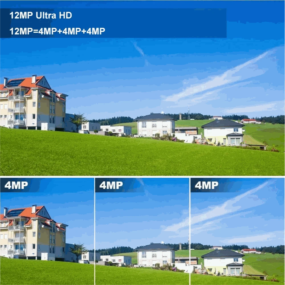 Solar WiFi Security Camera with Triple-Lens Protection-WiFi Cam Add 128G