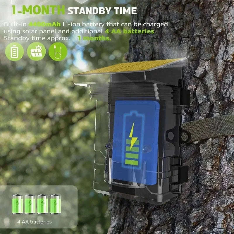 Solar Wildlife Trail Camera with 50MP Photos and 4K Video-Default Title