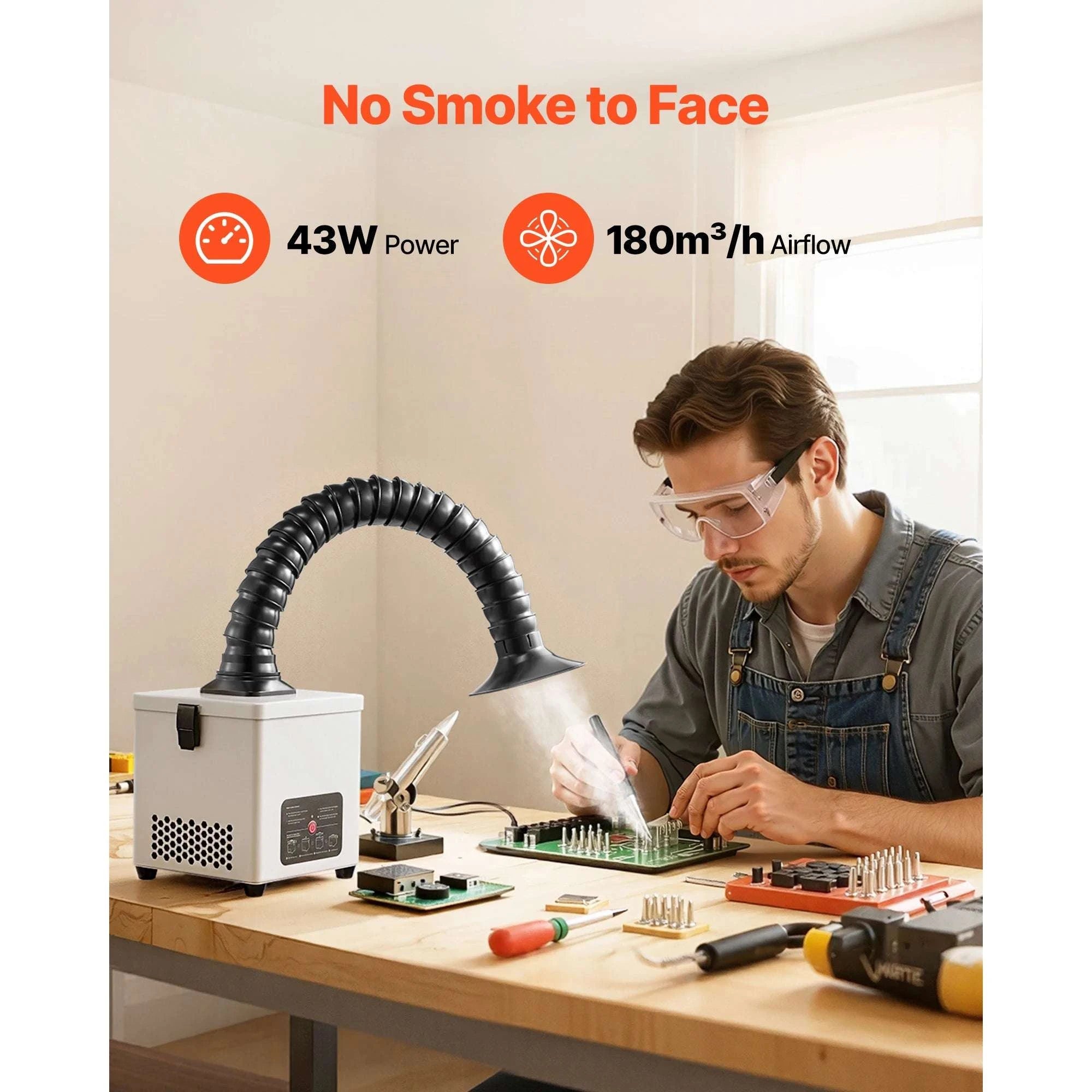 Solder Fume Extractor with 3-Stage Filtration & 180 m³/h Airflow-106 CFM / United States