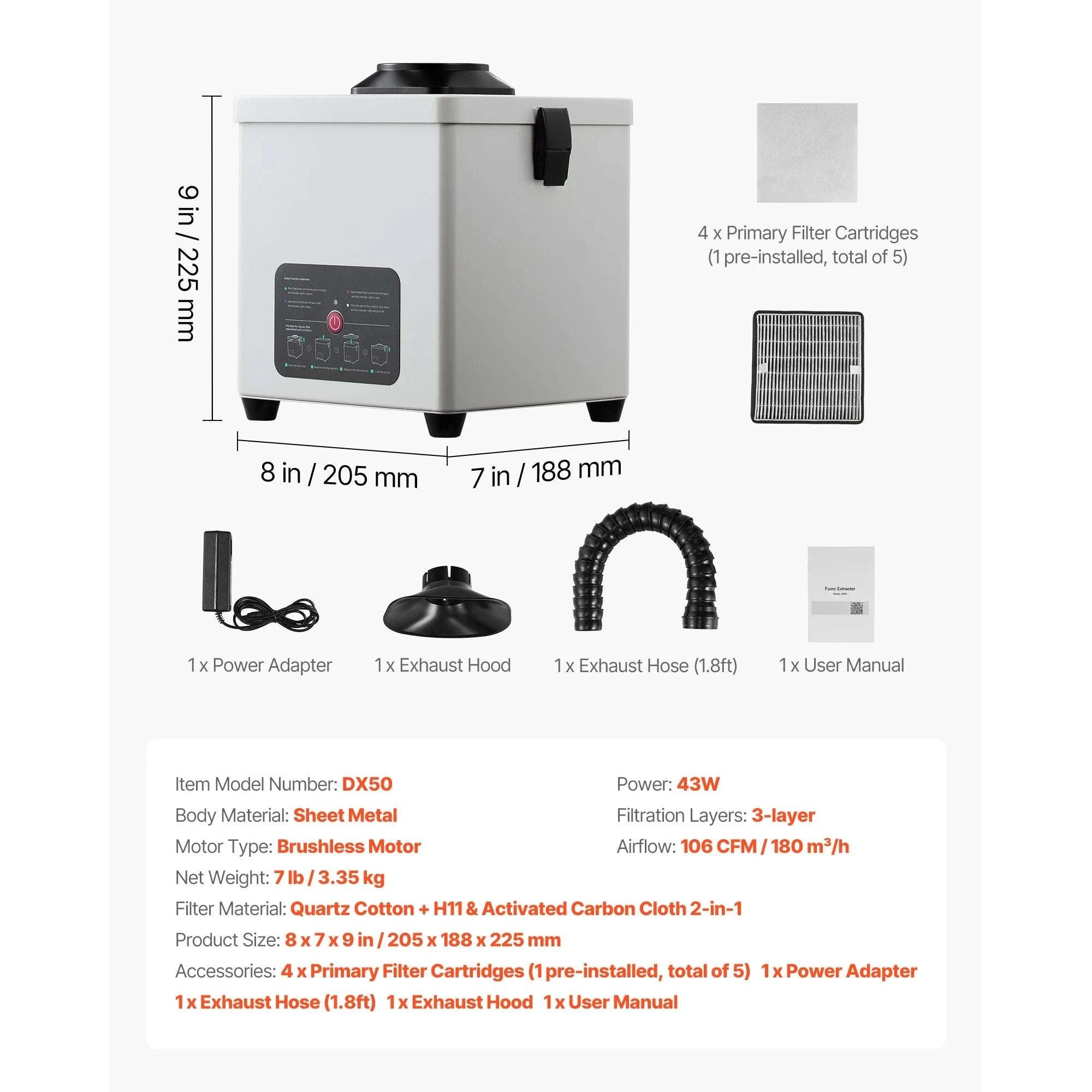 Solder Fume Extractor with 3-Stage Filtration & 180 m³/h Airflow-106 CFM / United States