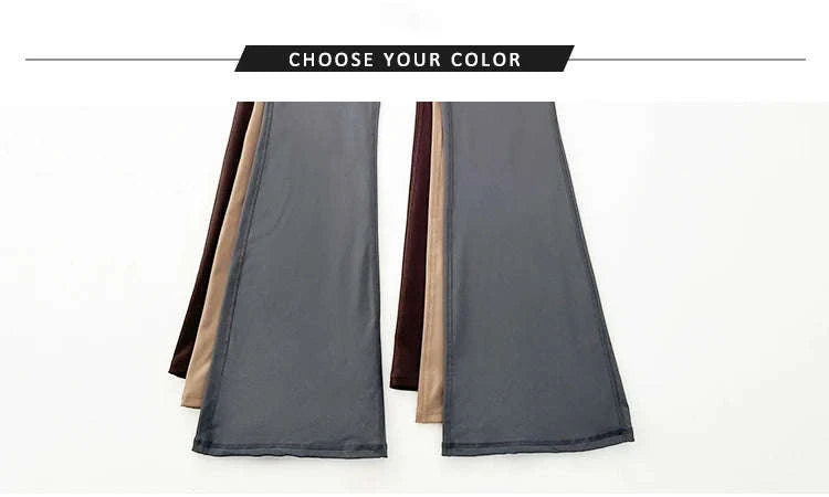 Solid Color Butt Lifting Gym Fitness Pants – High Waist Flared Yoga Leggings for Women-Cocoa color / L