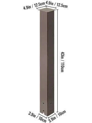 Solid Mailbox Post Stand Steel Letter Box Post with Drain Hole-Black 27in / Poland