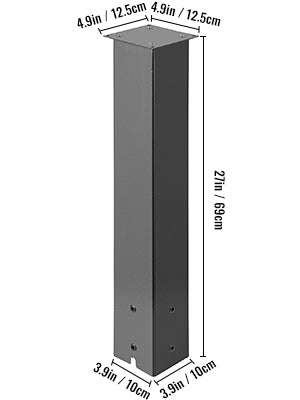 Solid Mailbox Post Stand Steel Letter Box Post with Drain Hole-Black 27in / Poland