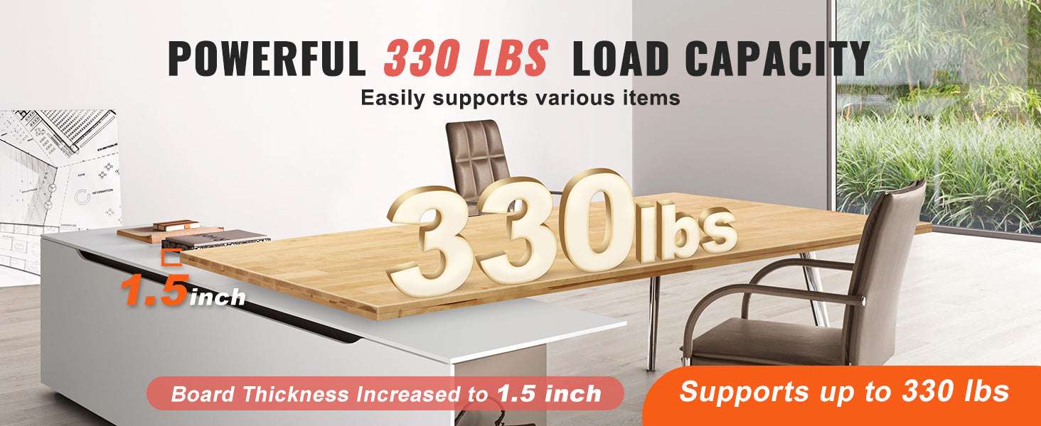 Solid Maple Wood Table Top Desktop 1.5" Thick 330 lb Capacity-