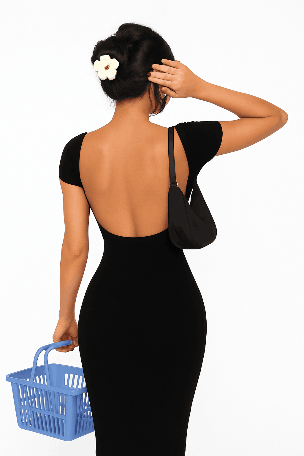 Solid Sexy Backless Maxi Dress for Women-Dark Grey / M