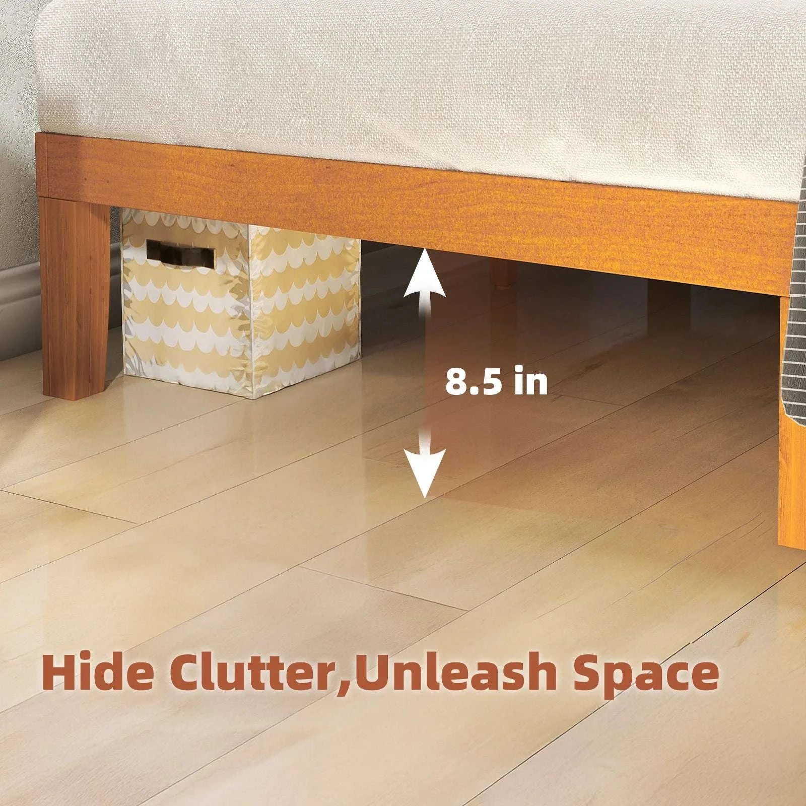 Solid Wood Bed Frame with Sturdy Slats, No Box Spring Needed-Twin / United States