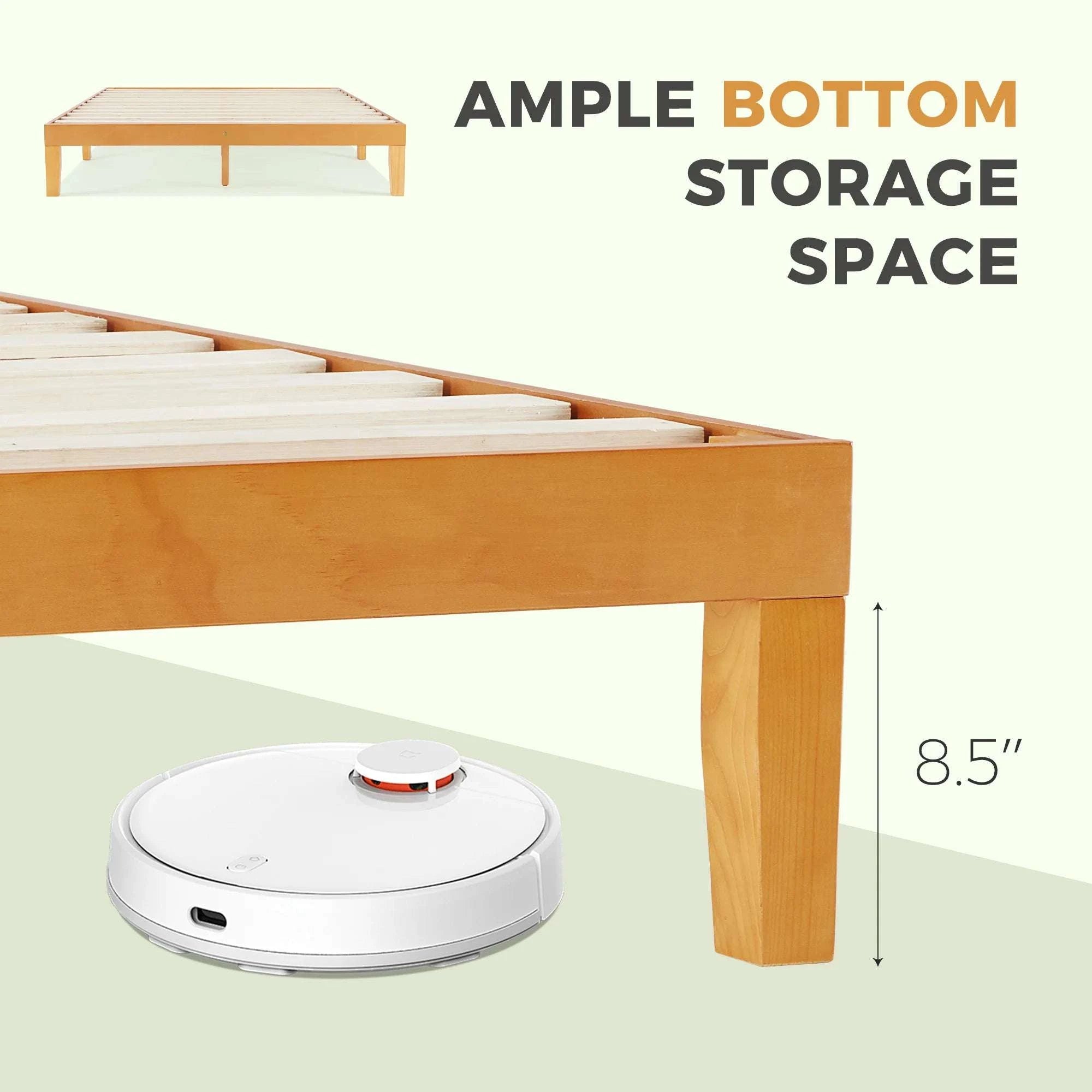 Solid Wood Bed Frame with Sturdy Slats, No Box Spring Needed-Twin / United States