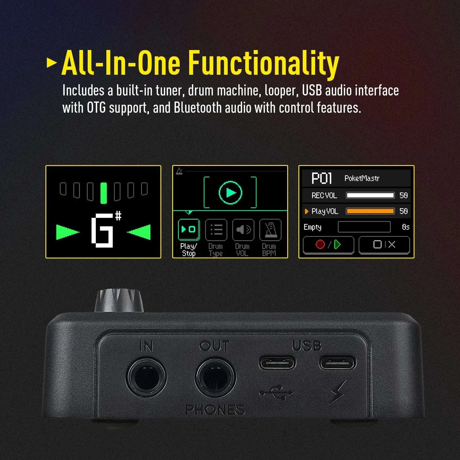 SONICAKE Pocket Master Multi-Effects Guitar Pedal with App Control-White / United States