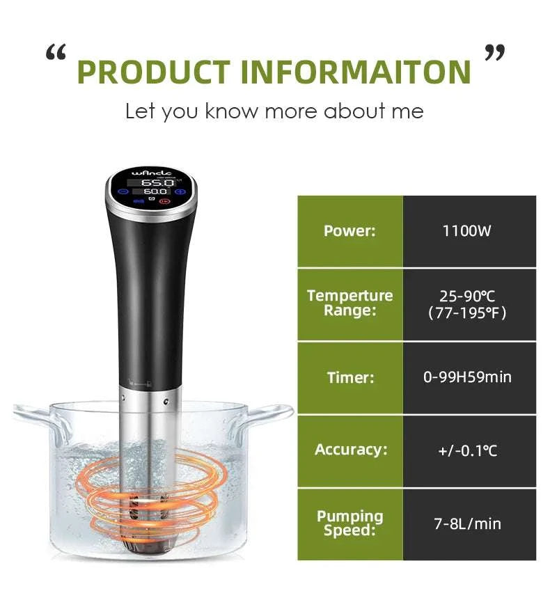 Sous Vide Immersion Circulator 1100W Precision Cooker IPX7 Waterproof-M820 / EU