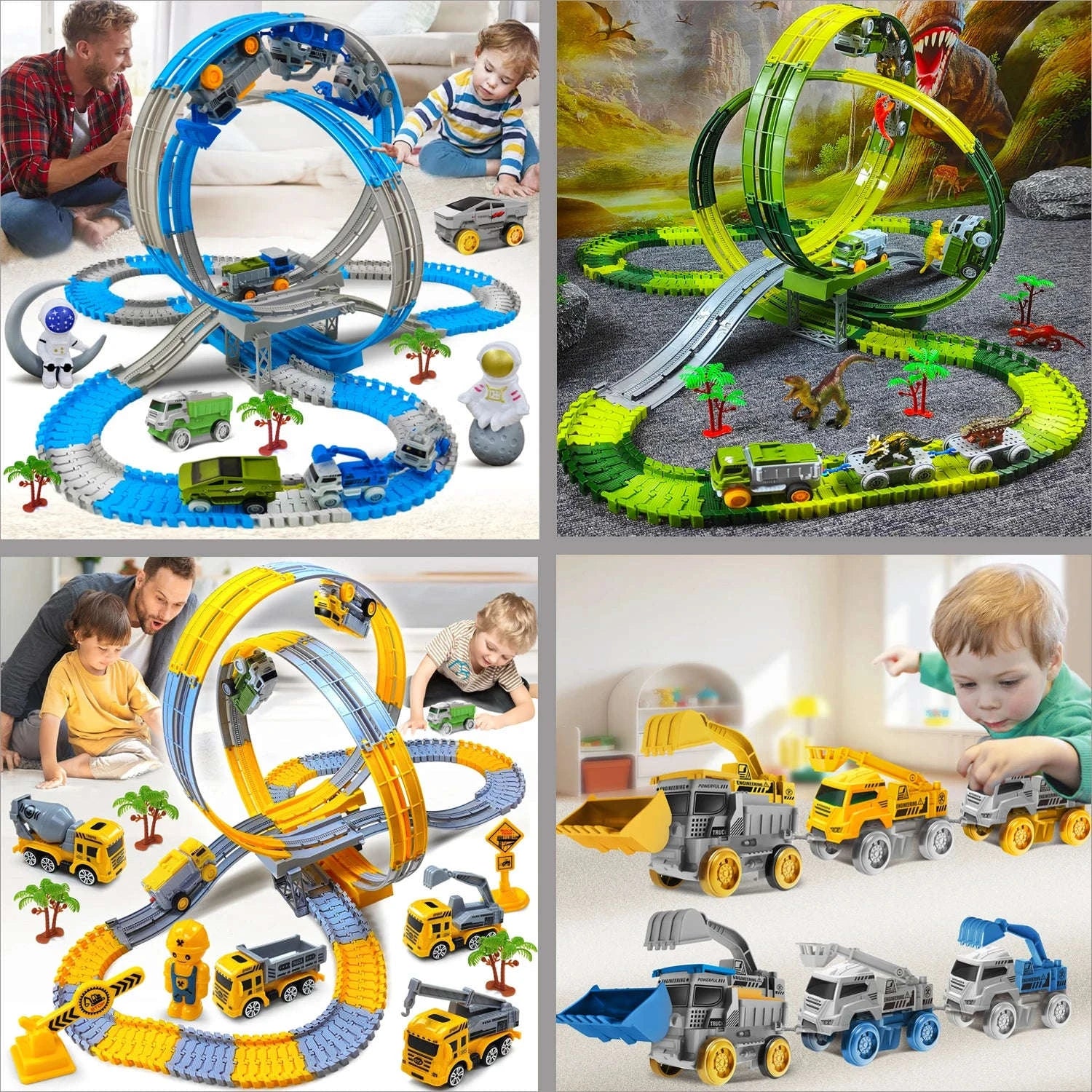 Space Track Toys Magic Climbing Engineering Race Car Track Set--185pcs-track set