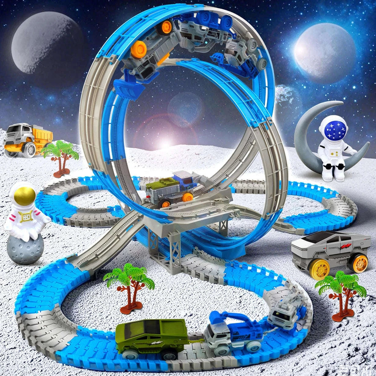 Space Track Toys Magic Climbing Engineering Race Car Track Set--185pcs-track set