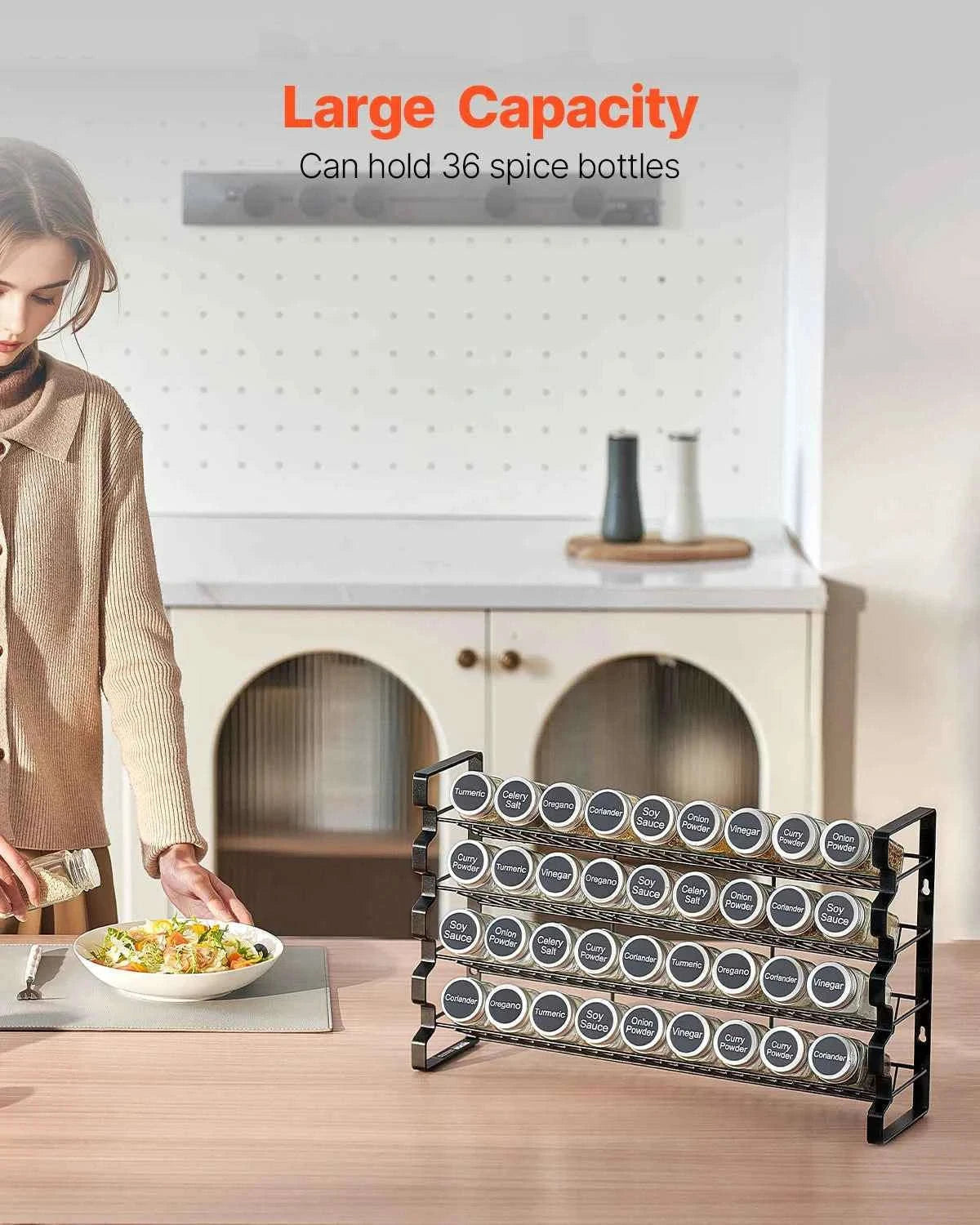 Spice Rack Organizer for Cabinet with 36 Empty Spice Jars, Lids, Labels and Funnel-6 Layers / CZECH REPUBLIC