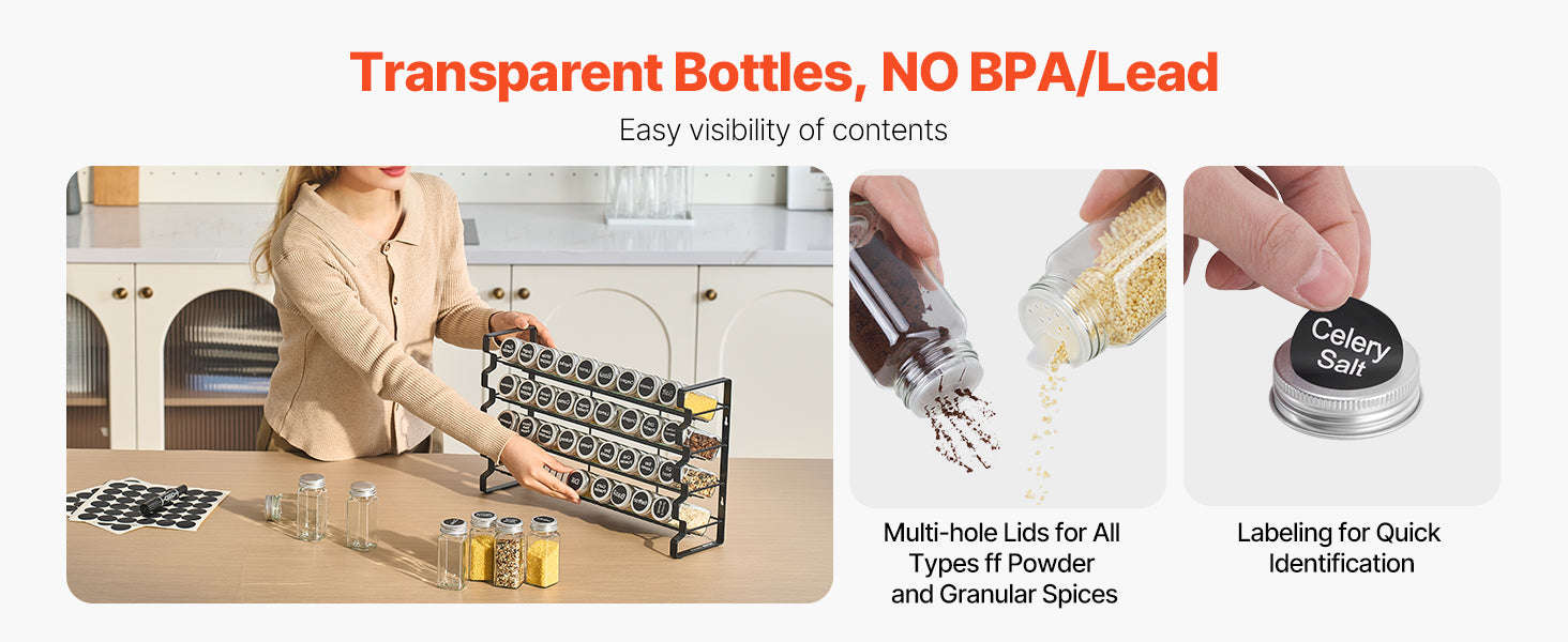 Spice Rack Organizer for Cabinet with 36 Empty Spice Jars, Lids, Labels and Funnel-6 Layers / CZECH REPUBLIC