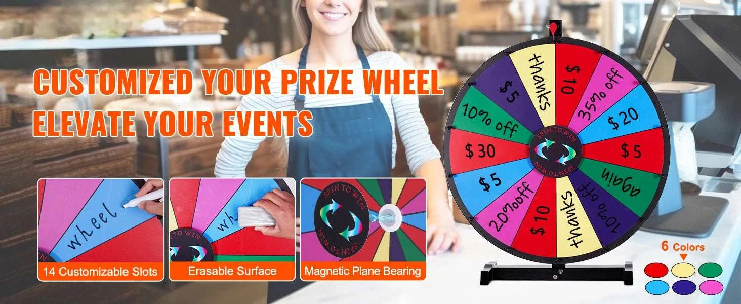 Spinning Prize Wheel with Stand or Tabletop 14 Slots Game-36 inch / Poland