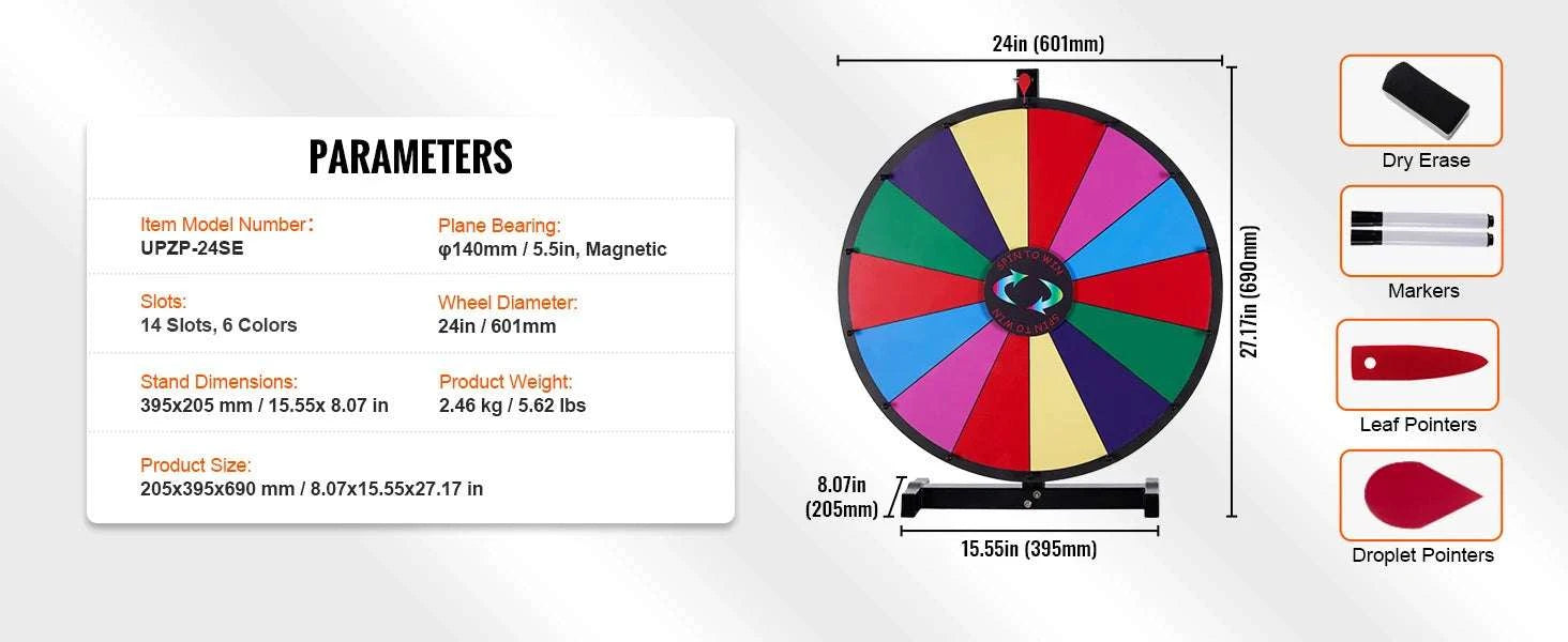 Spinning Prize Wheel with Stand or Tabletop 14 Slots Game-36 inch / Poland