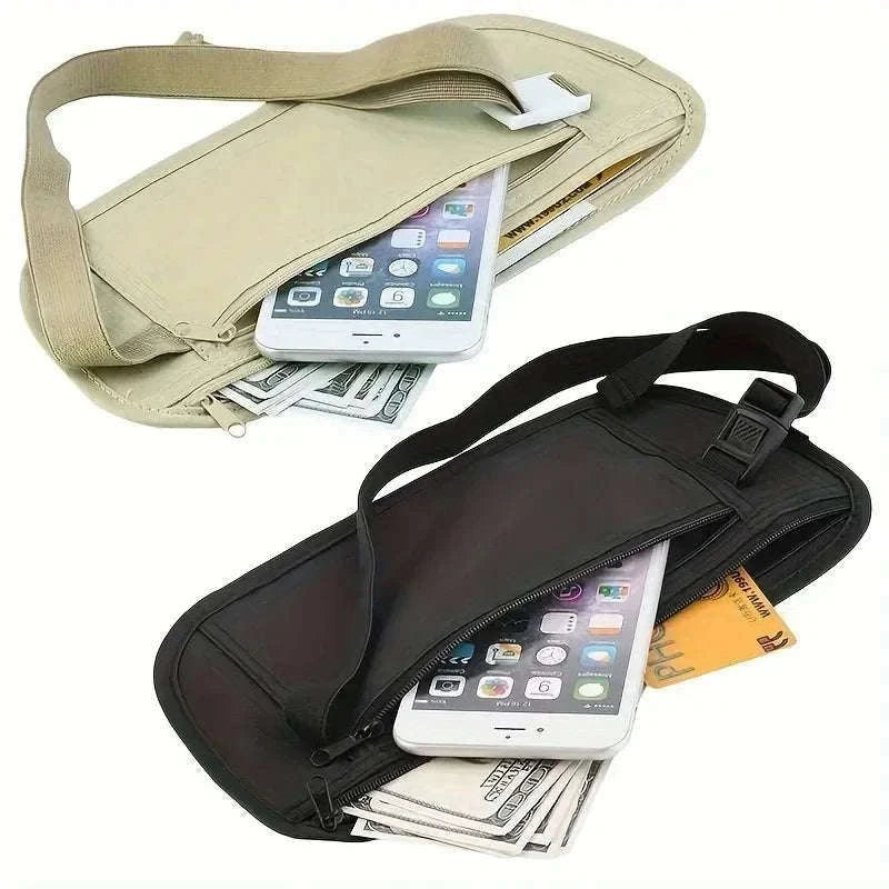 Sport Running Waist Bag Hidden Travel Money Belt-beige