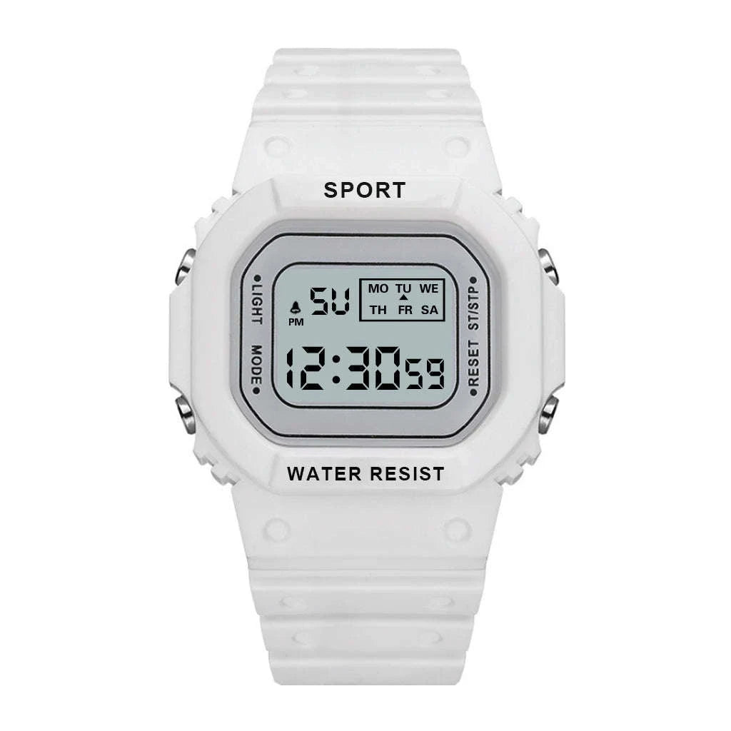 Sports Watch LED Digital Waterproof Square Design-Black