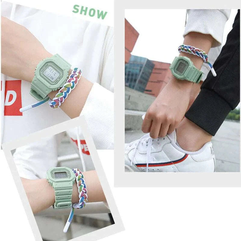 Sports Watch LED Digital Waterproof Square Design-Black