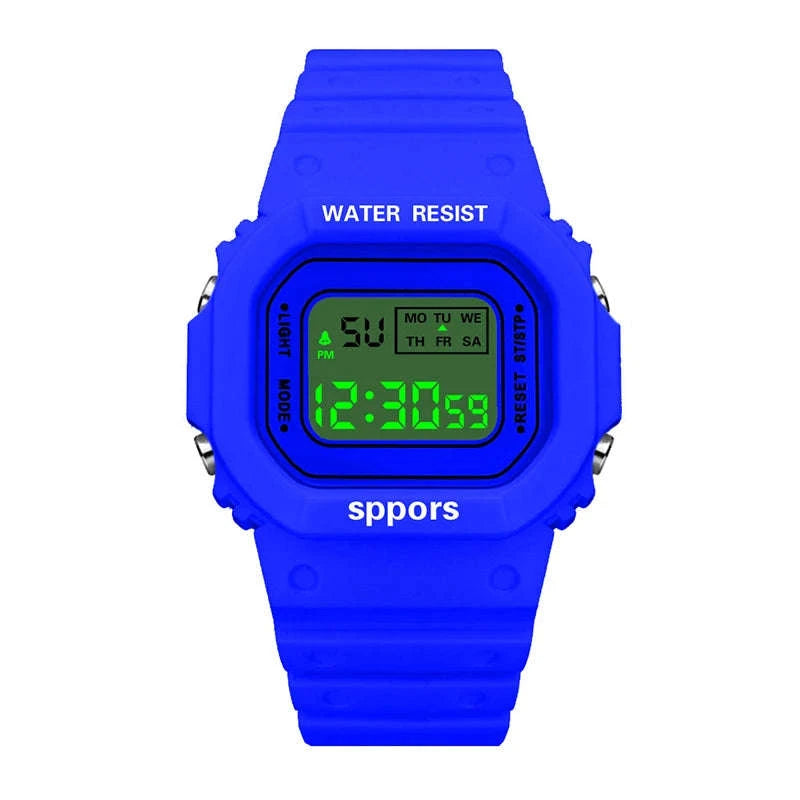 Sports Watch LED Digital Waterproof Square Design-Black