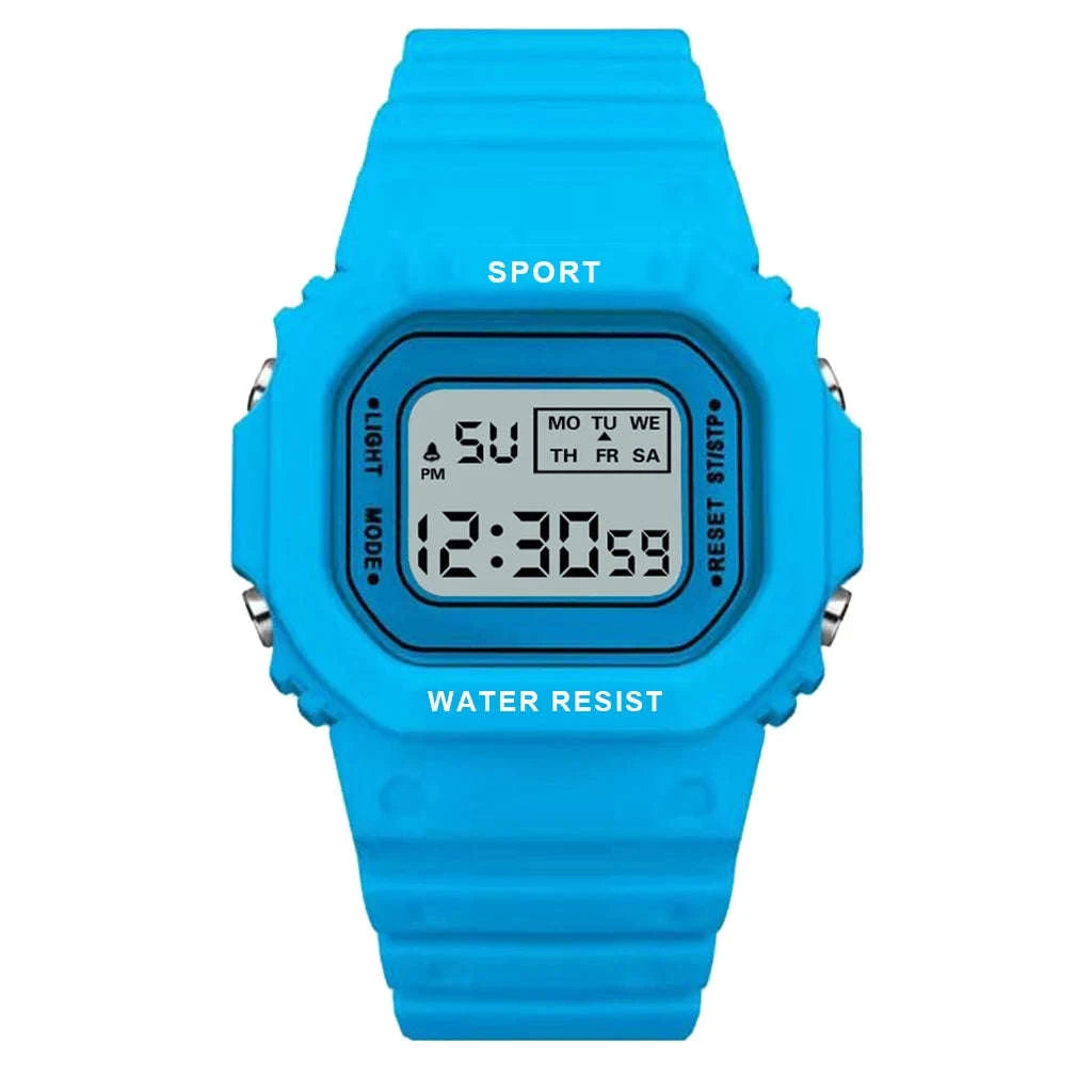 Sports Watch LED Digital Waterproof Square Design-Black