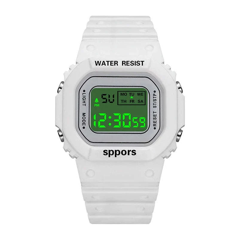 Sports Watch LED Digital Waterproof Square Design-Black