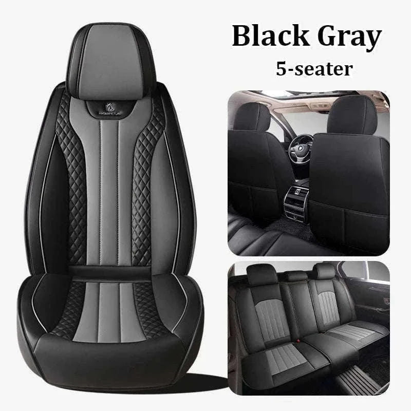 Sporty 5-Seat PU Leather Car Seat Covers with 3D Embroidery-Black red