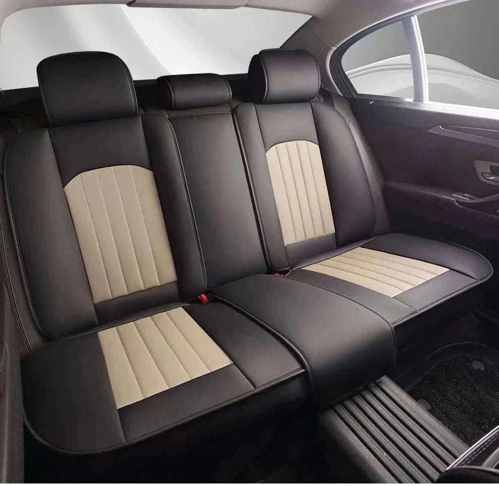 Sporty 5-Seat PU Leather Car Seat Covers with 3D Embroidery-Black red