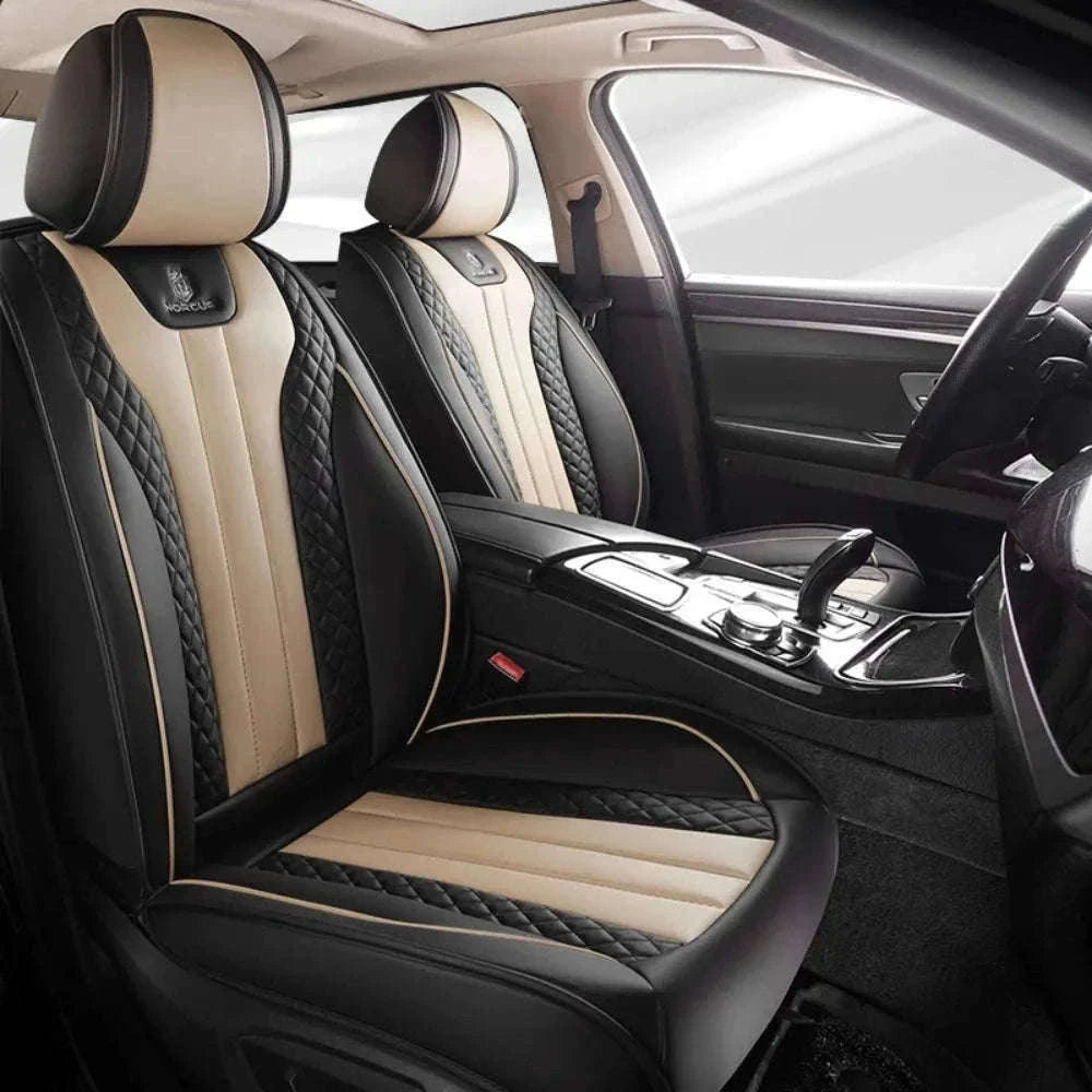 Sporty 5-Seat PU Leather Car Seat Covers with 3D Embroidery-Black red