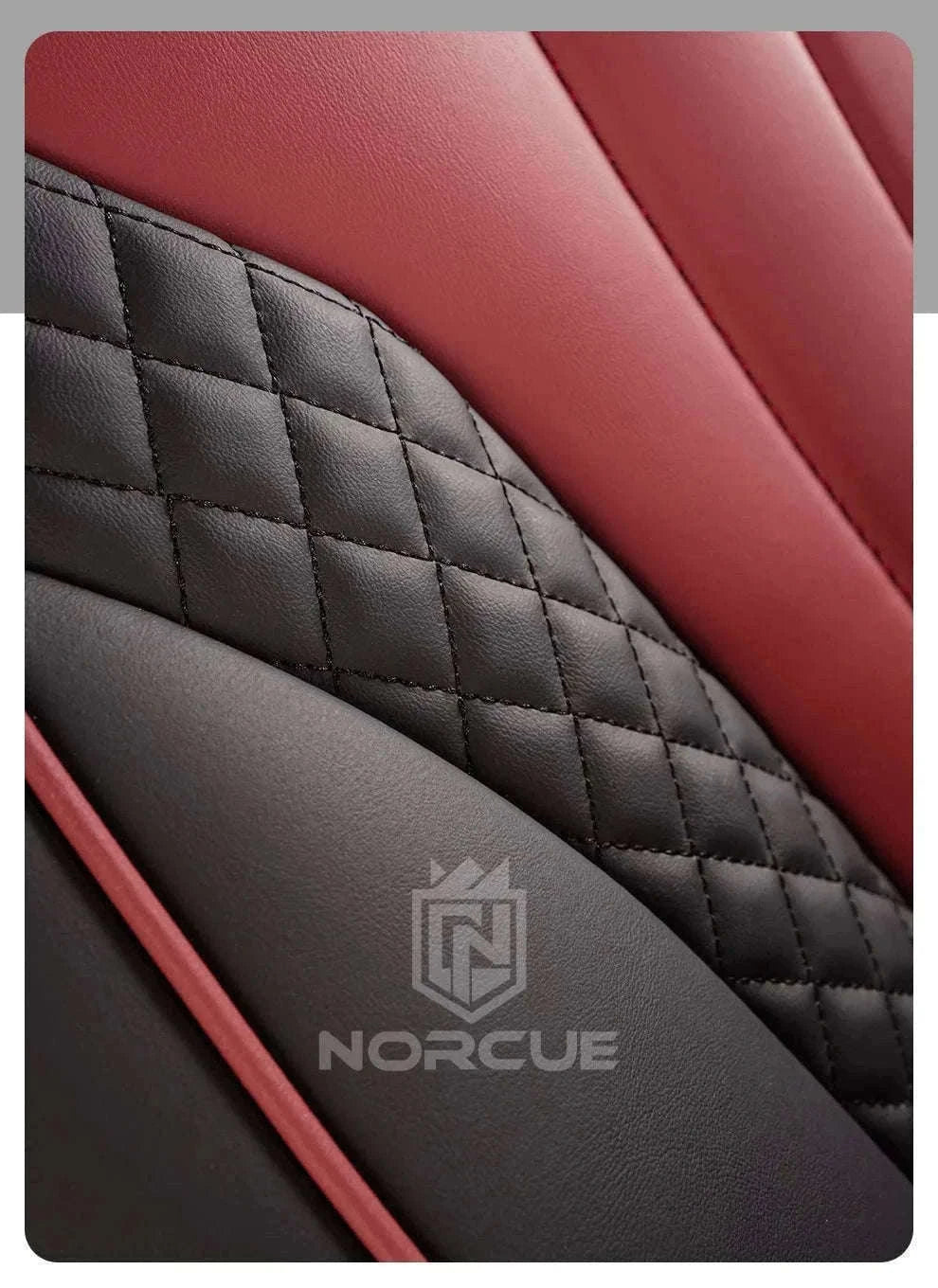 Sporty 5-Seat PU Leather Car Seat Covers with 3D Embroidery-Black red