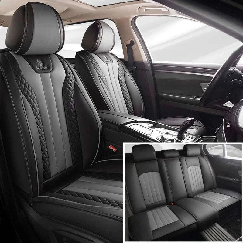 Sporty 5-Seat PU Leather Car Seat Covers with 3D Embroidery-Black red