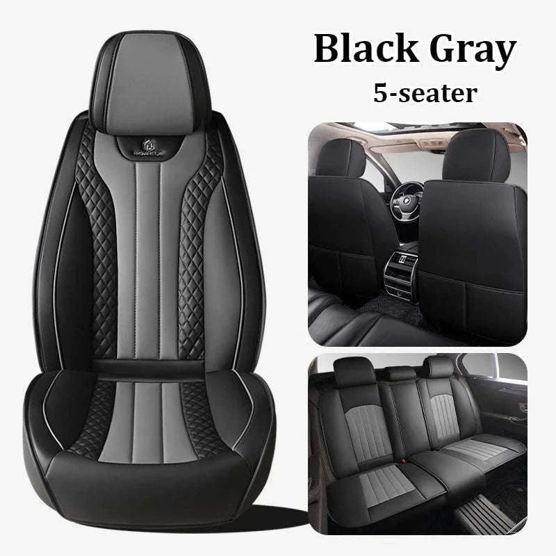 Sporty 5-Seat PU Leather Car Seat Covers with 3D Embroidery-Black red